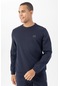 Maraton Sportswear Regular Erkek Bisiklet Yaka Takma Kol Gym Açık Lacivert Sweatshirt 22481-açık Lacivert