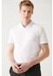 Avva Erkek Beyaz Fermuarlı Standart Fit Normal Kesim Polo Yaka T-Shirt E001034