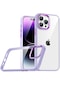 Noktaks - iPhone Uyumlu 14 Pro - Kılıf Arkası Şeffaf Kamera Çevresi Parlak Zıt Renkli Flora Kapak - Lila