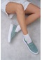 Sunset Su Yeşili Hakiki Deri Düz Taban Kadın Loafer Ayakkabı