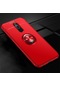 Noktaks - Xiaomi Uyumlu Xiaomi Redmi 8 - Kılıf Yüzüklü Auto Focus Ravel Karbon Silikon Kapak - Kırmızı