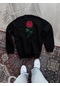 S-pazarım Oversize Üç İplik Bisiklet Yaka Baskılı Sweatshirt - Siyah Siyah