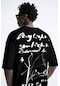 The Champ Clothing Bisiklet Yaka Bay Light Son Light Baskılı Siyah Oversize Erkek T-shirt Siyah