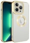 iPhone Uyumlu 12 Pro Kamera Lens Korumalı Şeffaf Renkli Logo Gösteren Parlak Omega Kapak - Gold