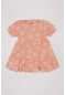 Defacto Kız Bebek Çiçekli Kısa Kollu Krinkıl Viskon Elbise C2423a524smog577