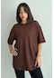 Kadın Oversize T-shirt Kahverengi
