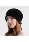 Jmsstore Haki Kadın Sonbahar Kış Ince Örme Yığılmış Şapka Sıcak Kazak Şapka İpli Büyük Kafa Circumlunar Kap, Beden: Standart