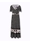 Bulalgiy Kadın Siyah Maxi Dantelli Çiçek Baskılı Elbise - Bga306296-siyah