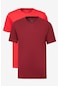 AC&Co / Altınyıldız Classics Erkek Bordo-kırmızı 2'li Paket Slim Fit Dar Kesim Pamuklu Basic Tişört