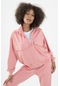Maraton Sportswear Oversize Kadın Dik Yaka Uzun Kol Basic Gül Rengi Tracktop 22176-gül Rengi Gülkurusu