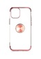 Kilifone - İphone Uyumlu İphone 12 Mini - Kılıf Yüzüklü Kenarları Renkli Arkası Şeffaf Gess Silikon - Rose Gold