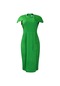 Ikkb Kısa Kollu Kalça Saran Kadın Büyük Beden Elbise Yeşil
