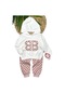 Unisex Çocuk Bb Harf Baskılı Pamuklu Alt Üst Takım -9932 Pudra