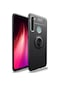 Ekılıf - Xiaomi Redmi Note 8t Uyumlu - Kılıf Yüzüklü Karbon Ravel Silikon Kapak - Siyah