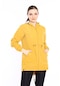 Escetic Kadın Hardal Rüzgarlık 2 Cepli Sabit Kapüşonlu Desenli Astarlı Su İtici Mevsimlik İnce Ceket 6562-3586-sarı