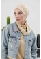 Fularlı Bone Türban,b-81rb Krem