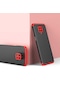 Kilifone - Xiaomi Uyumlu Redmi Note 9 Pro - Kılıf 3 Parçalı Parmak İzi Yapmayan Sert Ays Kapak - Siyah-kırmızı