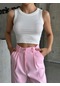 Beyaz Halter Yaka Fitilli Crop Atlet