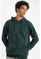 Defacto Yeşil Cepli Regular Fit Kapüşonlu İçi Yumuşak Tüylü Basic Düz Sweatshirt X8283AZ24AUGN536