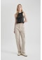 DeFacto Coool Straight Fit Gabardin Pantolon Kargo Cepli B7611AX24SPBG187 Bej