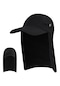 Erkekler Upf 50+ Güneş Koruma Şapkası Geniş Kenarlı Balıkçılık Güneşlikli Şapka Boyun Kapaklı Renk: Siyah