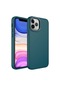 Noktaks - iPhone Uyumlu 12 Pro - Kılıf Metal Çerçeve Ve Buton Tasarımlı Silikon Luna Kapak - Koyu Yeşil