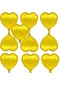 Kalp Şeklinde Altın Gold Renk Folyo Balon 10 Adet 45 Cm