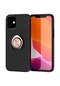 Kilifone - İphone Uyumlu İphone 12 Mini - Kılıf Yüzüklü Auto Focus Ravel Karbon Silikon Kapak - Siyah-rose Gold