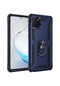 Kilifone - Samsung Uyumlu Galaxy A81 Note 10 Lite - Kılıf Yüzüklü Çift Katman Zırh Tank Vega Kapak - Mavi