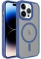 iPhone Uyumlu 12 Pro Max Kılıf Kamera Hassas Buton Çıkıntılı Magsafe Şarj Destekli Arkası Mat Flet Kapak - Mavi