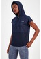 Maraton Active Regular Kadın Kapşonlu Kolsuz Fitness Açık Lacivert T-Shirt 17504-Açık Lacivert