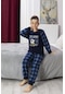 Yeni Sezon Sonbahar/kış Erkek Çocuk Top Desenli Polar Pijama Takımı 4512-lacivert-indigo
