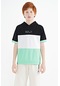 Tommy Life Su Yeşili Renk Bloklu Kanguru Cepli Kapüşonlu Oversize Erkek Çocuk T-shirt - 11150 Su Yeşili