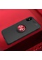 Kilifone - İphone Uyumlu İphone X - Kılıf Yüzüklü Auto Focus Ravel Karbon Silikon Kapak - Siyah-kırmızı