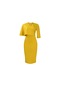 Ikkb Kadın Yeni Düz Renk Kadın Büyük Beden Elbise Sarı