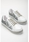 Rugan Taban Bağcık Taşlı Gümüş Beyaz Kadın Spor Ayakkabı-2949-gümüş