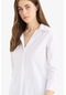 DeFacto Fitted Basic Düz Bengalin Uzun Kollu Basic Düz Beyaz Gömlek Y4651AZ25SMWT34
