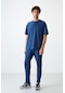 Tommy Life Parlament Pamuklu Kalın Yumuşak Dokulu Oversize Fit Basic Erkek Eşofman Takım - 85251 Mavi