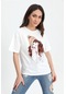 T-shirt Kız Baskılı Taş İşlemeli - Bej-bej