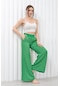 Kadın Keten Beli Lastikli Cepli Pantolon Yeşil-yeşil