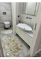 Shal&shal Lazer Kesim 2'li Banyo Paspas Kırçıllı Bej Vizon Peluş Halı Oval Modeli