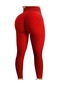 Bosphorusboutique Kırmızı Yüksek Bel Yoga Pantolon Tayt Kadın Kabarcık Kalça Kaldırma Egzersiz Spor Koşu Pantolon Elastik Tayt İj Kırmızı