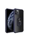 Noktaks - iPhone Uyumlu 11 Pro Max - Kılıf Yüzüklü Arkası Şeffaf Koruyucu Mola Kapak - Lacivert