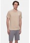Bass Açık Kahve Bisiklet Yaka Baskılı Standard Fit Erkek Tshirt Açık Kahve Açık Kahverengi