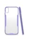 Tecno - İphone Uyumlu İphone X - Kılıf Kenarı Renkli Arkası Şeffaf Parfe Kapak - Mor
