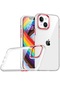 Noktaks - iPhone Uyumlu 14 Plus - Kılıf Arkası Şeffaf Kamera Çevresi Parlak Zıt Renkli Flora Kapak - Kırmızı