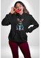 Halter Spor Güneş Gözlüüğü Tavşan Kadın Erkek Siyah Kapüşonlu Sweatshirt Hoodie Siyah