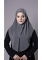 Antrasit Pratik Hazır Geçmeli Tesettür Eşarp Sandy Kumaş Yırtmaçlı Düz Hijab 2310 25
