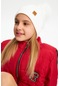 Kız Bebek Çocuk Kürk Ponponlu Şapka Bere Rahat %100 Pamuklu Kaşkorse - 7178 - Beyaz