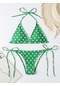 Ikkb Kordon Puantiyeli Parçalı Bikini Kadın Yeşil Mayo